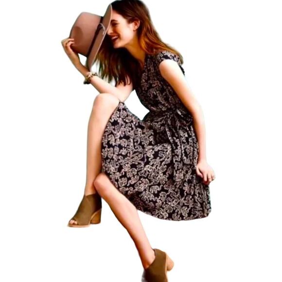 Maeve Novelty Elephant Print Faux Wrap Dress, Career, Cocktails, Party, Summer S - Picture 2 of 7